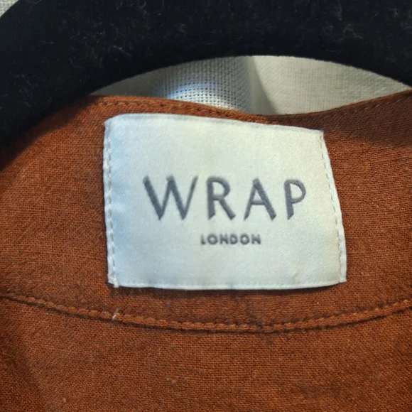 Wrap London Burnt Orange Linen Wrap Dress - Picture 2 of 3